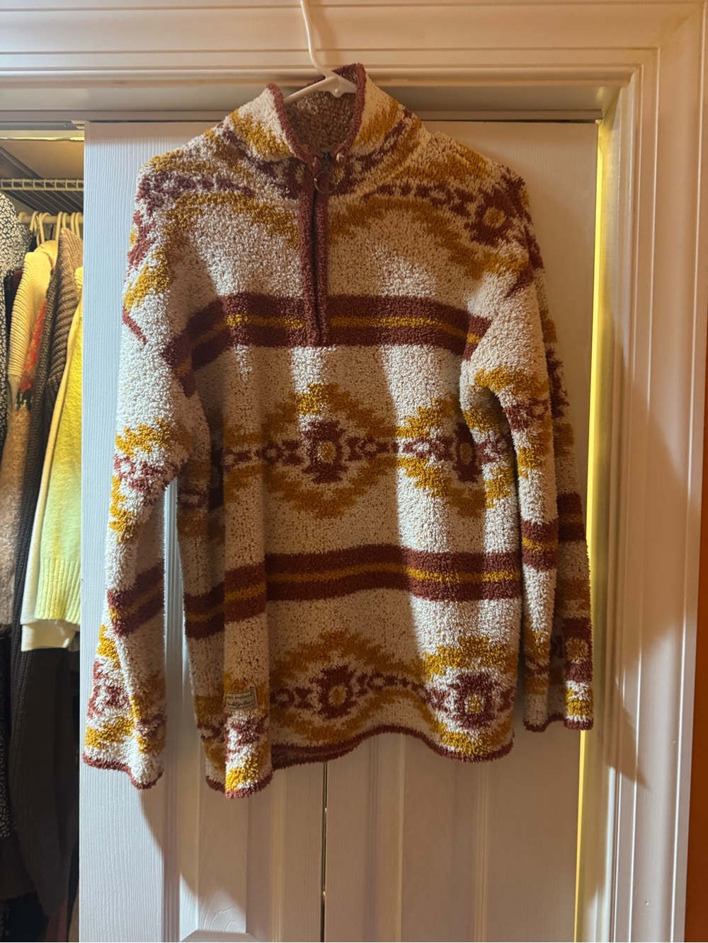 Simply Southern Cream, Mustard & Rust Sherpa Half-Zip Pullover